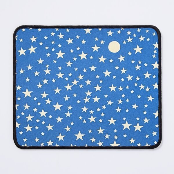 Item preview, Blue and white stars linograph folk art designed and sold by Earth Nature Creations.