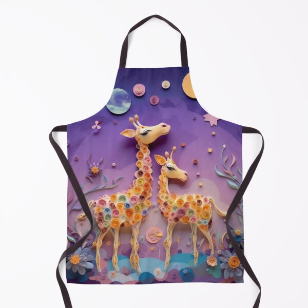 Artikelvorschau, Cute giraffe made of paper with floral pattern on purple background entworfen und verkauft von aiphotosart.