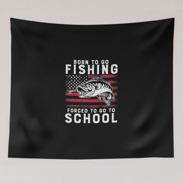 Item preview, Fishing Born To Go Fishing Forced To Go To School Vintage USA Flag Fisher designed and sold by SuryaGandhi.