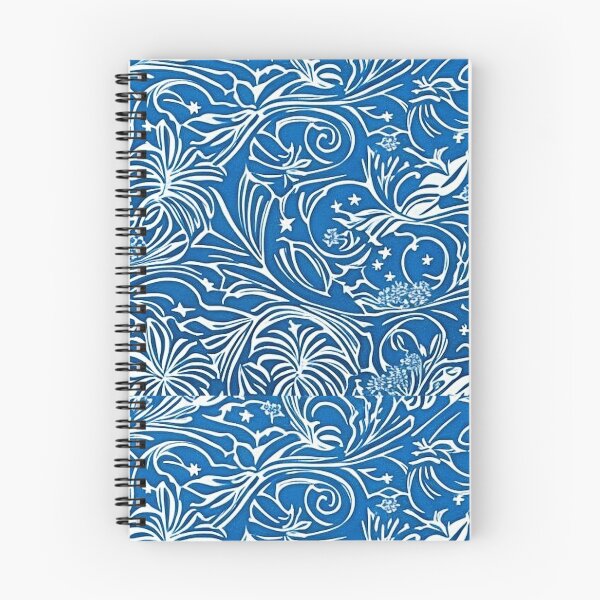 Item preview, Blue and white lace linograph folk art designed and sold by Earth Nature Creations.