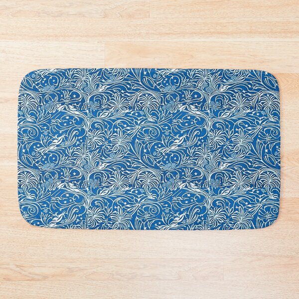 Item preview, Blue and white lace linograph folk art designed and sold by Earth Nature Creations.