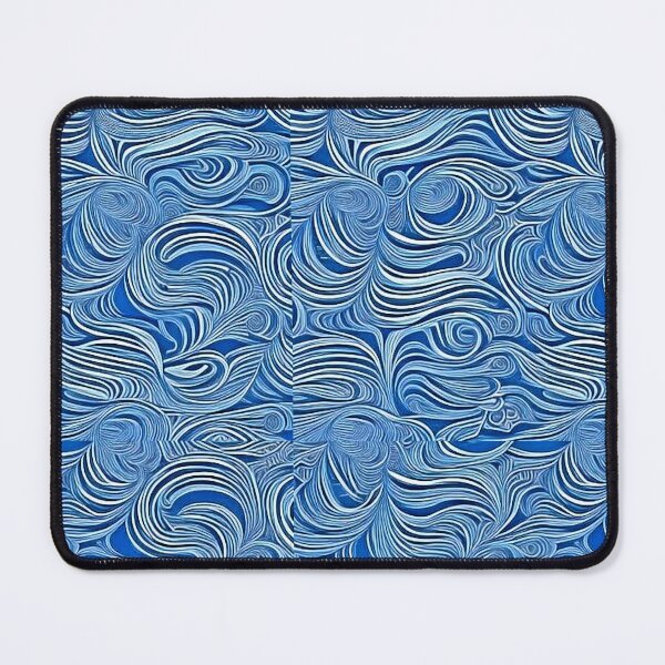 Item preview, Blue and white swirl linograph folk art designed and sold by Earth Nature Creations.