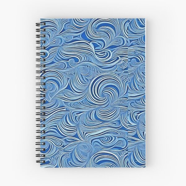 Item preview, Blue and white swirl linograph folk art designed and sold by Earth Nature Creations.
