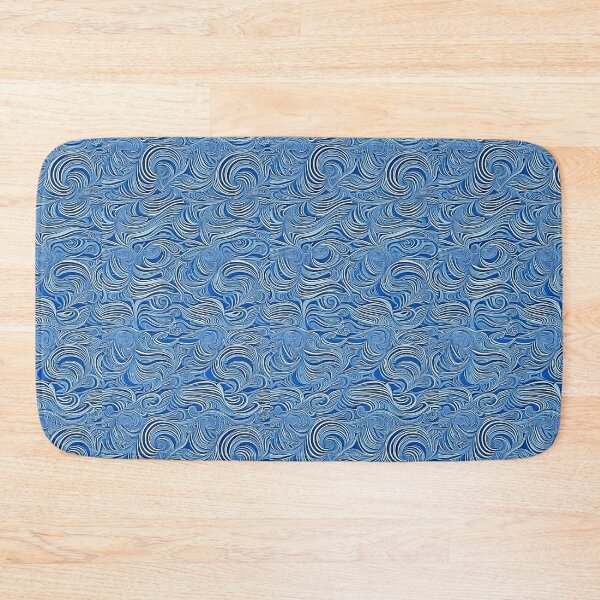 Item preview, Blue and white swirl linograph folk art designed and sold by Earth Nature Creations.