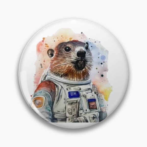 Item preview, groundhog in astronaut suit with watercolor background designed and sold by GroundhogMs.