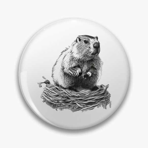 Item preview, Groundhog on top of a nest painted in black and white designed and sold by GroundhogMs.