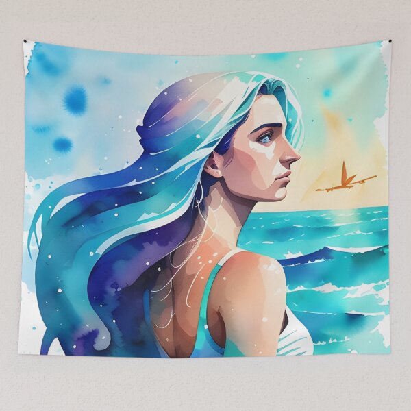 Item preview, Beautiful Aqua Blue Pisces Goddess designed and sold by Erika V..