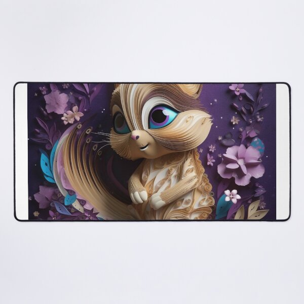 Item preview, Cute cat with flowers on purple background. 3D illustration. designed and sold by aiphotosart.
