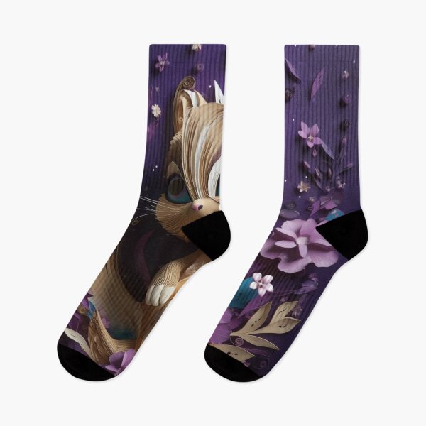 Item preview, Cute cat with flowers on purple background. 3D illustration. designed and sold by aiphotosart.