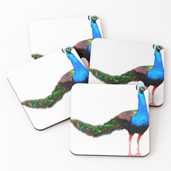 Item preview, blue collared peacock with red legs and long tail designed and sold by TaliaBryant45.