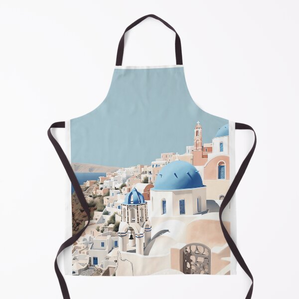 Item preview, Santorini Blue Domes, Greece | Retro Art designed and sold by DigitalDugong.