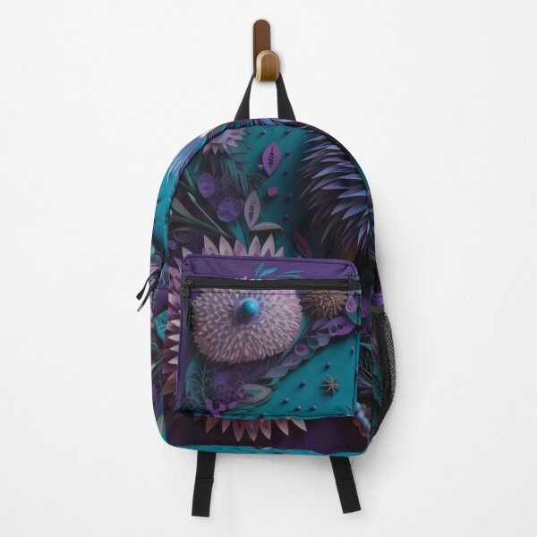 Item preview, Little hedgehog with flowers made of paper on a purple background. designed and sold by aiphotosart.