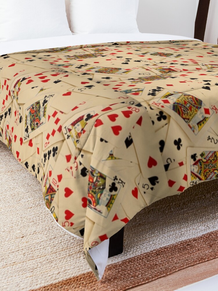 Alternate view of Scattered Pack of Playing Cards Hearts Clubs Diamonds Spades Pattern Comforter