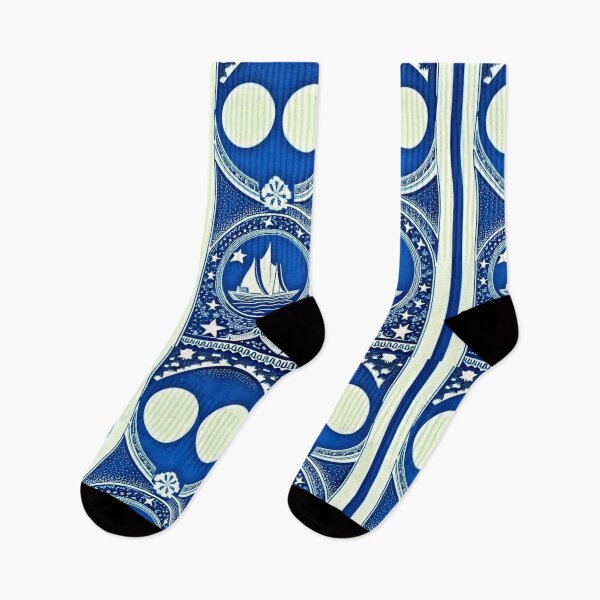 Item preview, Blue and white starry night nautical scene linograph folk art designed and sold by Earth Nature Creations.