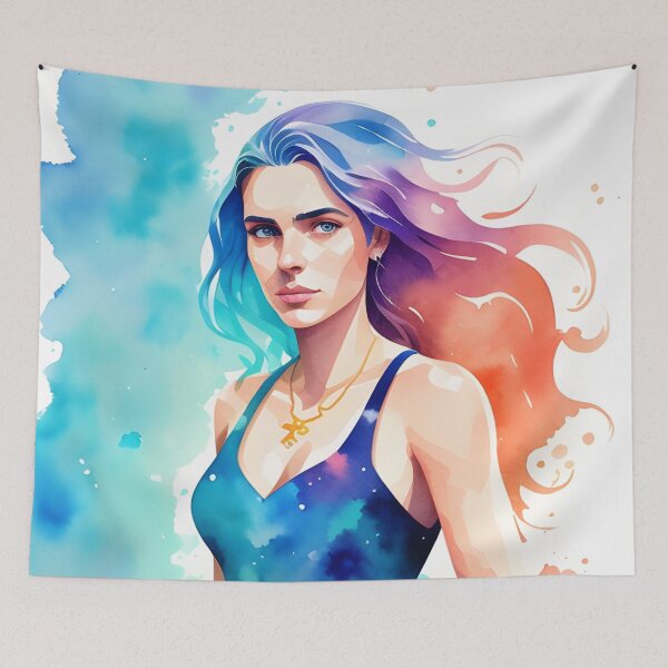 Item preview, Beautiful Aqua Blue Pisces Goddess designed and sold by Erika V..