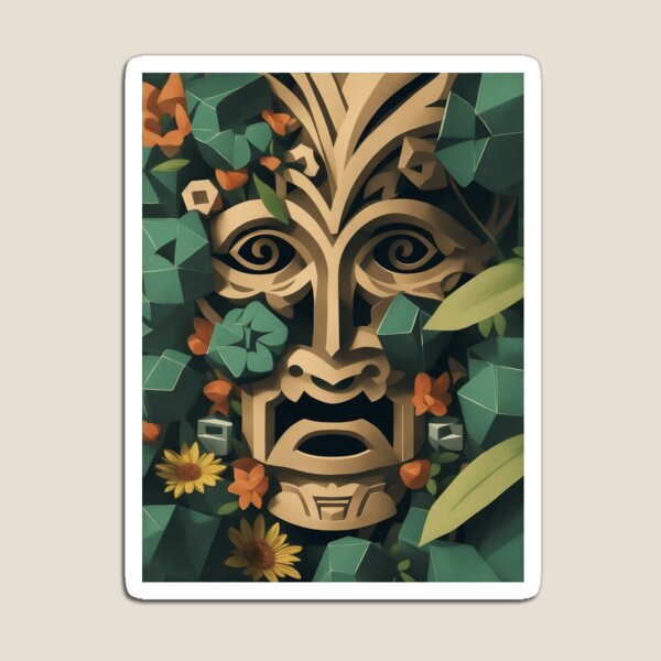 Item preview, MAYA MASK - Art of Mayan mask with flower background Collection designed and sold by GEN-Minimalism.