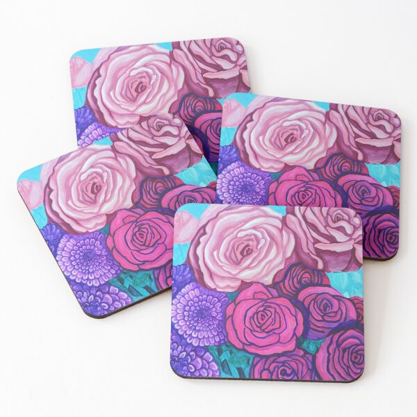 Item preview, Seafoam with Pink Roses and Purple Flowers designed and sold by lmcarruth.