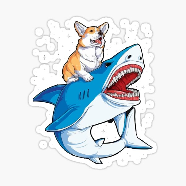 Cute Dog In Shark Costume Funny Kids - Dog - Sticker