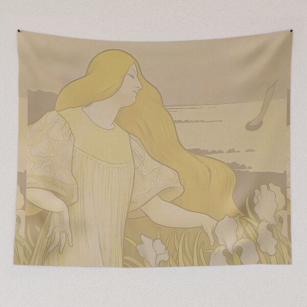 Item preview, Paul Berthon, Iris Girl between irises, Art nouveau designed and sold by NouveauEra.
