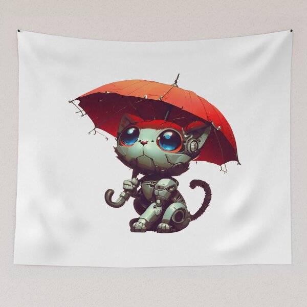 Item preview, Robo-Cat In The Rain! designed and sold by kukamatsu.