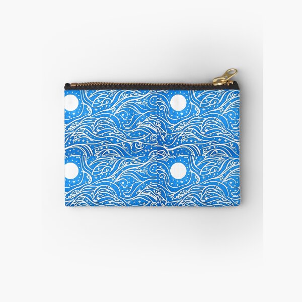 Item preview, Blue and white moon and stars linograph folk art designed and sold by Earth Nature Creations.