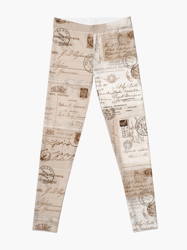 Alternate view of Old Letters Vintage Collage Leggings