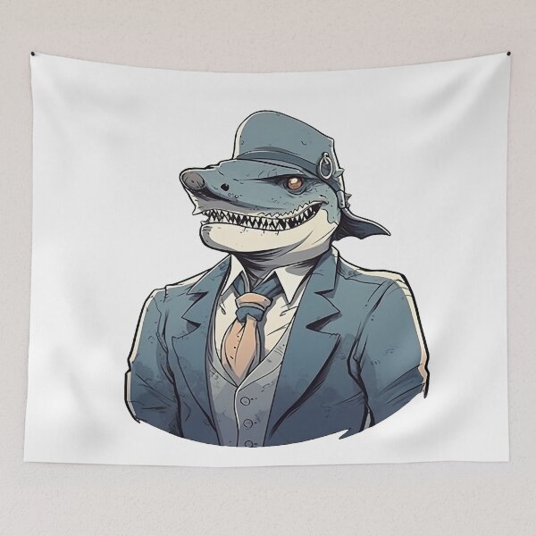 Item preview, Mr. Shark. A shark in a stylish jacket. Office worker, shark teacher designed and sold by Anastasiia Yurevych.