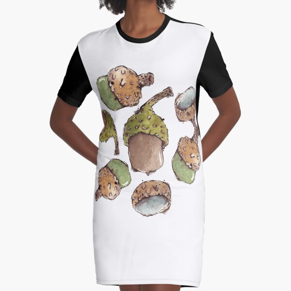Aquarell Eicheln T-Shirt Kleid