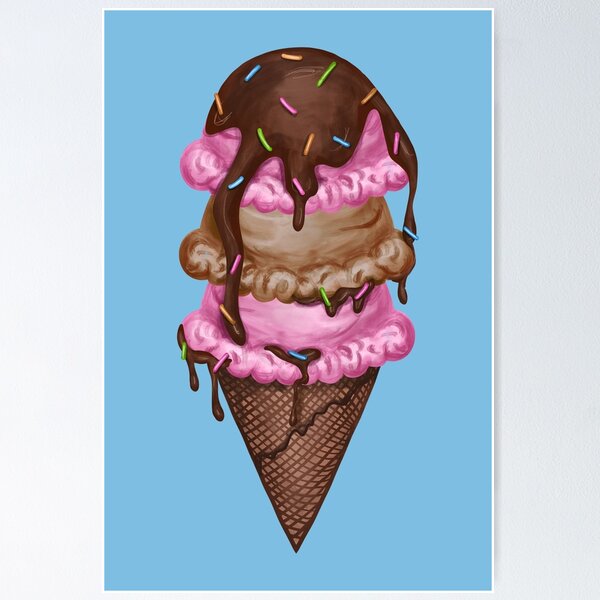 Double scoop ice cream cone with cherry and sprinkles, yum! Sticker for  Sale by StateOfDaisy