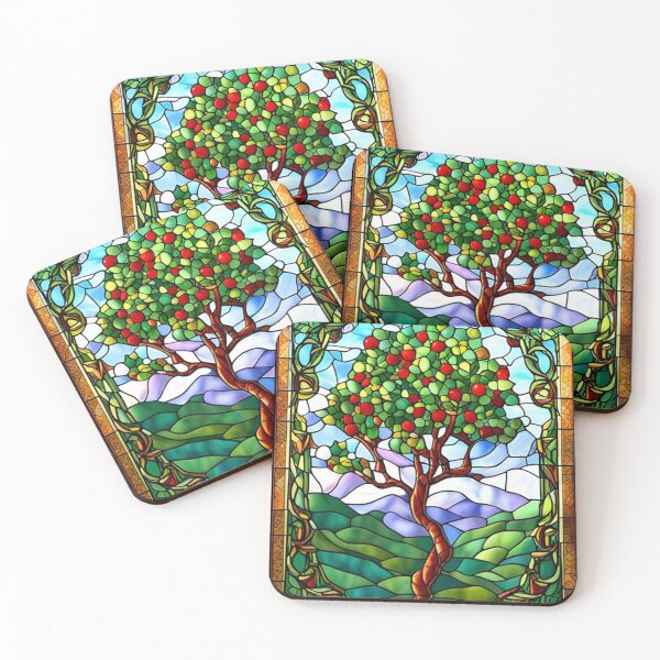 Item preview, Vintage Stained Glass Apple Tree designed and sold by pameLlapOllis.