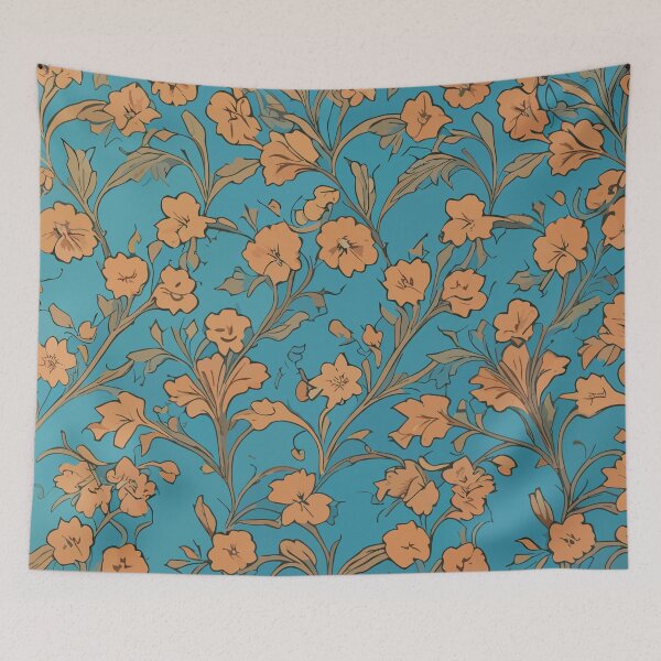 Item preview,  William Morris Pimpernel Inspired Teal Floral Pattern: Timeless Elegance for Your Décor designed and sold by Tamas Das.