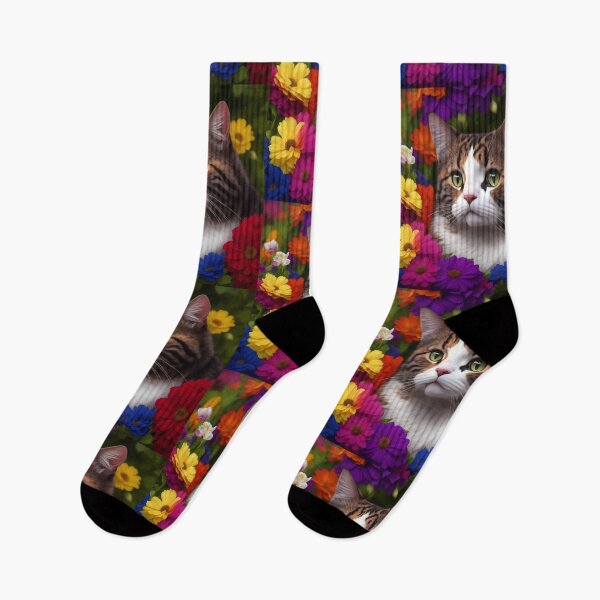 Item preview, Cat and colorful flower designed and sold by KiraChie.