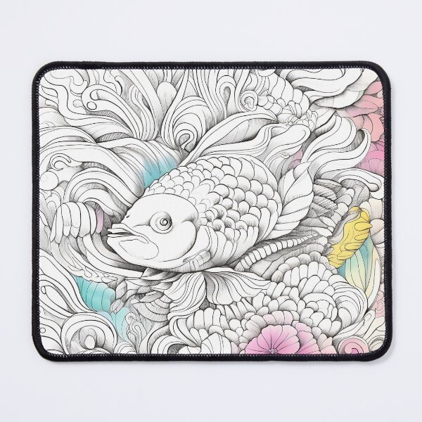 Item preview, Carp Illustration in Black Outline with Pastel Detail designed and sold by Lap-lab.