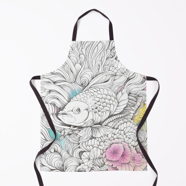 Item preview, Carp Illustration in Black Outline with Pastel Detail designed and sold by Lap-lab.