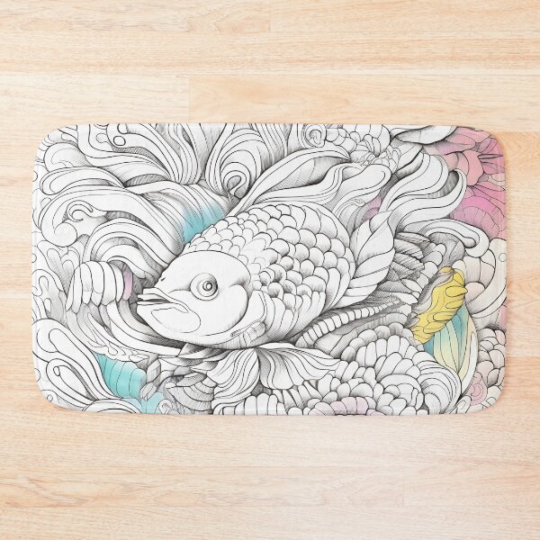 Item preview, Carp Illustration in Black Outline with Pastel Detail designed and sold by Lap-lab.