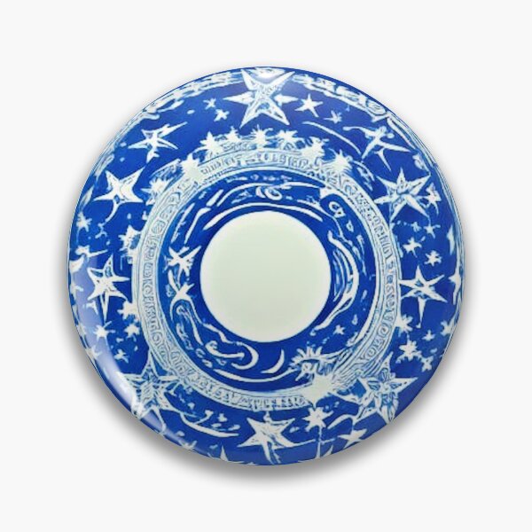 Item preview, Moons and white starry linograph folk art designed and sold by Earth Nature Creations.