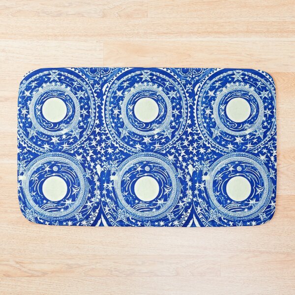 Item preview, Moons and white starry linograph folk art designed and sold by Earth Nature Creations.