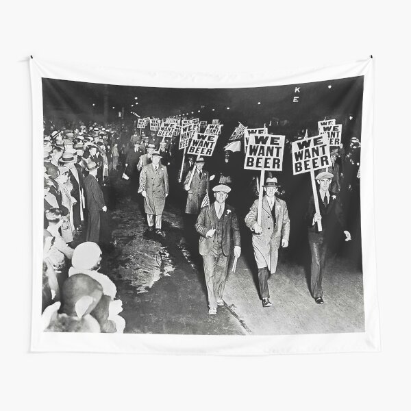 Prohibition, We Want Beer, Bar Wall Decor, Black and White Vintage Art  Tapestry for Sale by modernretro