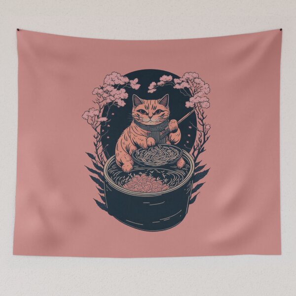 Item preview, Kawaii Vintage Style Japenese Ramen Cat designed and sold by YrtemmyS.