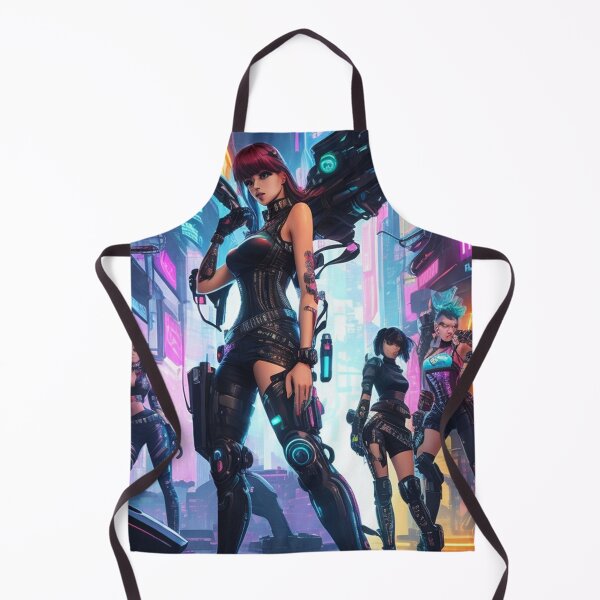 Artikelvorschau, Cyborg girls with guns in a cyberpunk neon city cool poster art entworfen und verkauft von Vintage Designs +.
