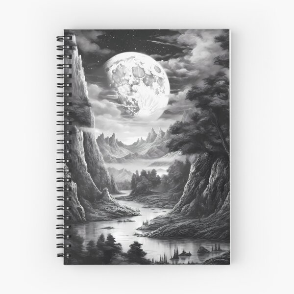 Item preview, Art: Black/White Fantasy Landscape: full lune designed and sold by GiveMeMood.