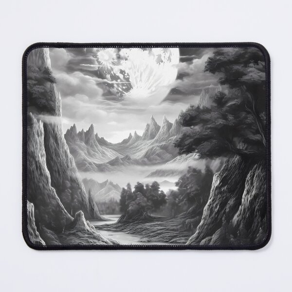 Item preview, Art: Black/White Fantasy Landscape: full lune designed and sold by GiveMeMood.