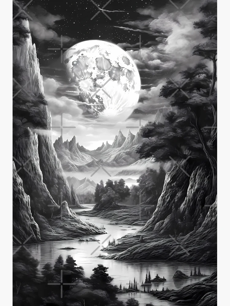 Poster for Sale avec l uvre Art Noir Blanc Paysage fantastique