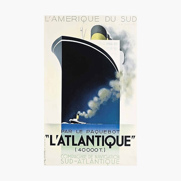 Item preview, L'atlantique Vintage Liner Poster 1931 designed and sold by bennetsilas.