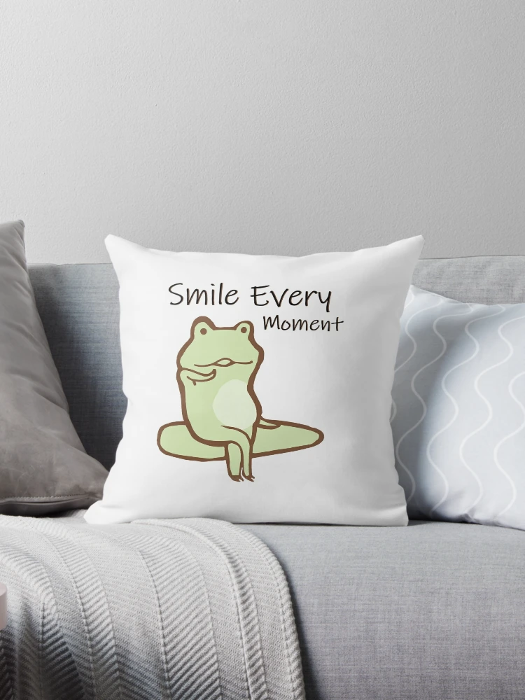 Funny Cute Frog Sayings Smile Every Moment Pillow for Sale by