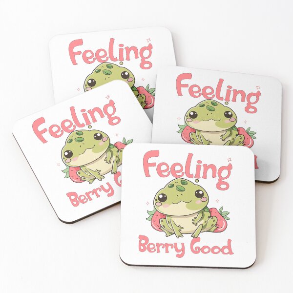 Artikelvorschau, Feeling Berry Good Lustige süße Frosch-Sprüche Erdbeere entworfen und verkauft von GaemGlomDesign.