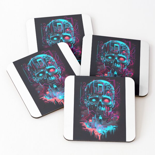 Item preview, Neon Cyberpunk Skull Horror Art designed and sold by LeonidasMembe.