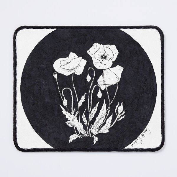 Item preview, Black and white art deco poppies - Indian ink designed and sold by CamilleCastanet.