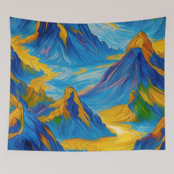 Item preview, Minimalist Monochromatic Blue Landscape Painting: Tranquility in Simplicity designed and sold by Tamas Das.