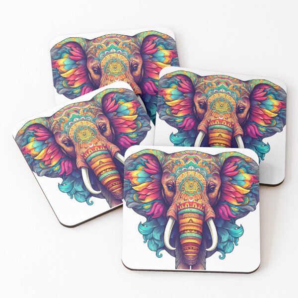 Item preview, Elephant Book cover with white isolated background for animal mandala coloring book designed and sold by jetaiart.